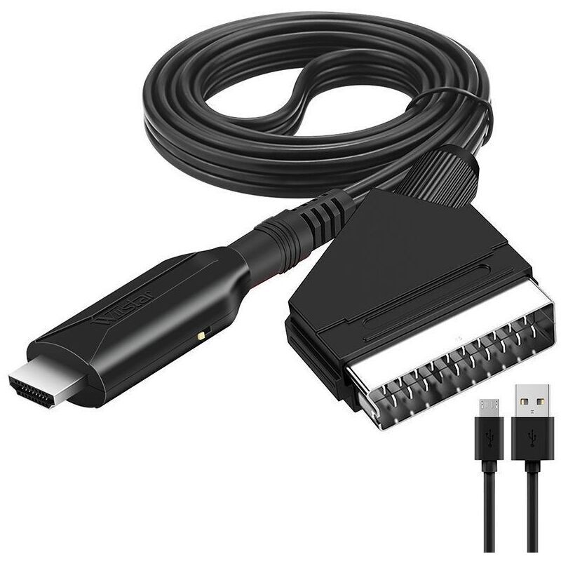Ulisem Scart-zu-HDMI-Konverter Scart zu HDMI mit HDMI-Kabel, für Full HD TV 720P/1080P für DVD-, VHS-, VCR-Player
