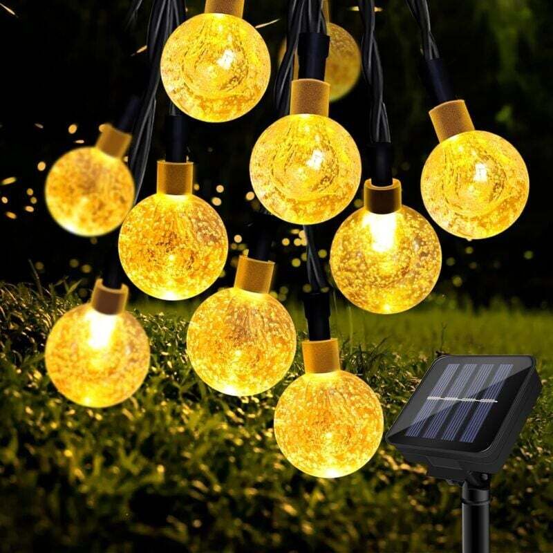 Ulisem Solar-Lichterkette für den Außenbereich, 11 m, 60 LEDs, wasserdicht, Solar-Lichterkette mit 8 Modi, Solar-Lichterkette für den Außenbereich