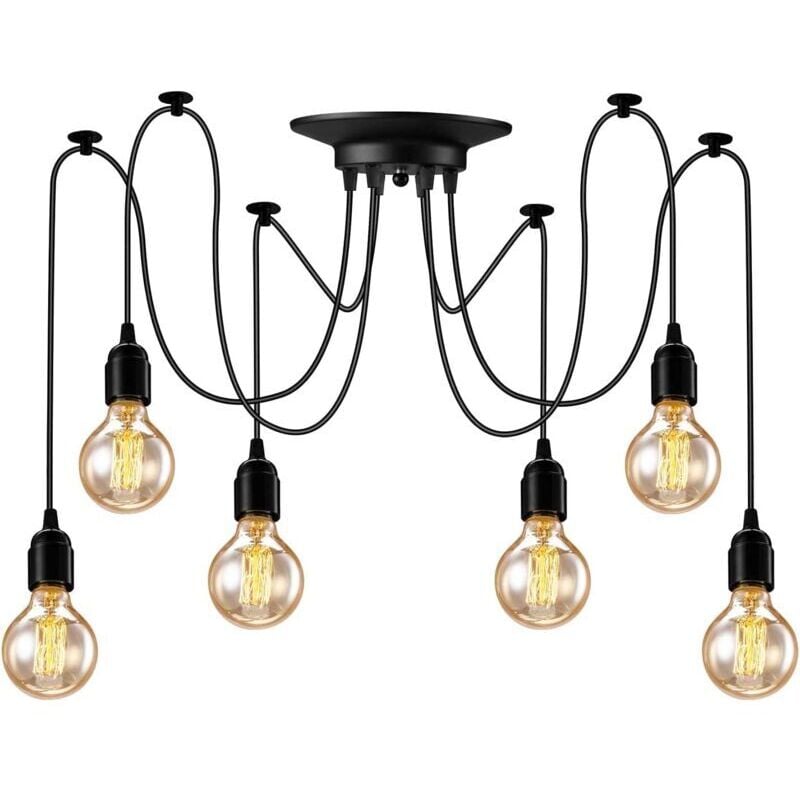 Ulisem - Spinnen-Kronleuchter, Pendelleuchte, 6 Köpfe, industrielle Hängelampe, Retro-Kronleuchter, Vintage-Leuchte für Wohnzimmer, Küche,
