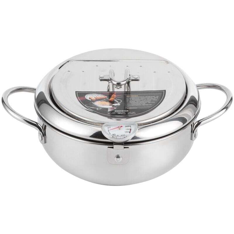 Ulisem Tempura-Fritteuse, Mini-Japanische Tempura-Fritteuse aus japanischem Edelstahl, mit Deckelthermometer, Haushalts-Tempura, kompatibel mit