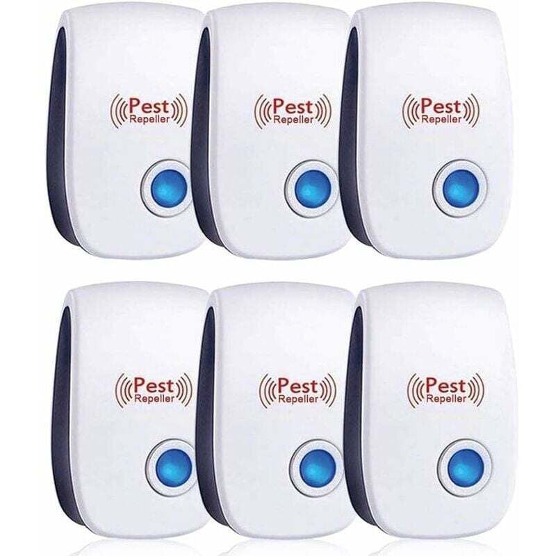 Ulisem Ultraschall-Vertreiber, 6er-Pack Ultraschall-Mäuse-Vertreiber, Ultraschall-Mäuse- und Ratten-Vertreiber, wirksam gegen Mäuse, Ratten, Fliegen,