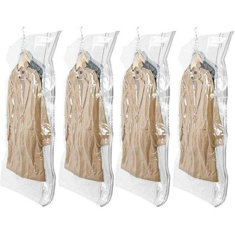 Ulisem Vakuum-Aufbewahrungsbeutel für hängende Kleidung, 4 Packungen (105 × 70 cm), Vakuumbeutel für Anzüge, Mäntel, Jacken, sparen 80 % Platz,