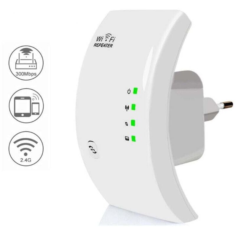 Ulisem WLAN-Repeater, leistungsstarker WLAN-Verstärker, WLAN-Extender N300, WLAN-Signalverstärker, 1 Ethernet-Anschluss, deckt bis zu 200 m² ab,