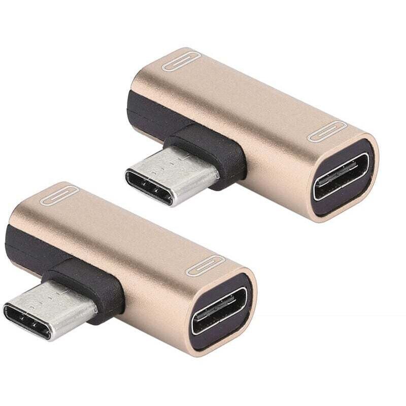 Ulisem2pcs Typ C Konverter Verteiler Dual 2 in 1 Kopfhörer USB AUDIO Ladegerät Adapter Gold (Gold)