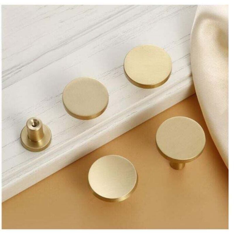 Ulisem6 Stück Schubladenknöpfe, Gold Möbelknöpfe, Runde Schrankknöpfe, Gold Messing Schubladenknöpfe 20 25 mm, Möbelgriff