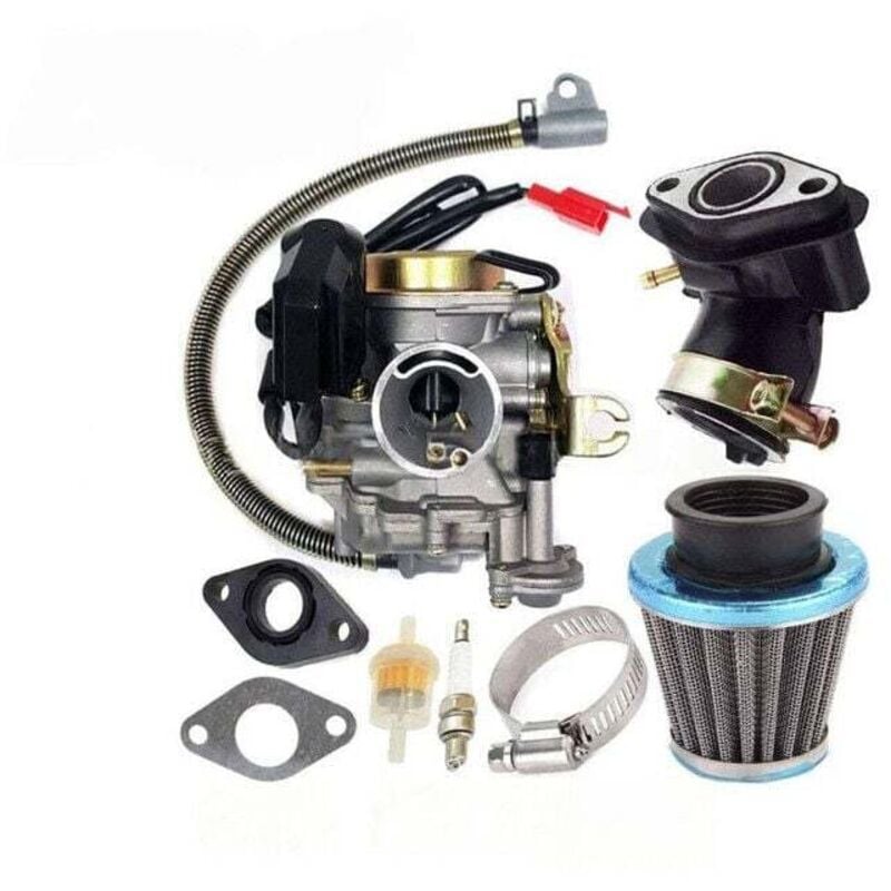 Carburetor 50CC 4-Takt GY6 Hochleistungs-139QMB-Vergaser für 49ccm 50ccm Roller Moped PD18J Vergaser, 50ccm Vergaser + Ansaugkrümmer - Ulisem