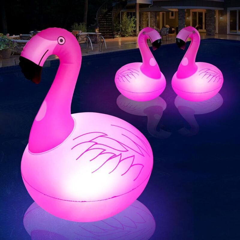 UlisemFlaming Pool Light, Aufblasbares Flamingo Solar Pool Light, Flamingo Pool Floating Light, Wasserdichtes Flamingo Solar Floating Light für
