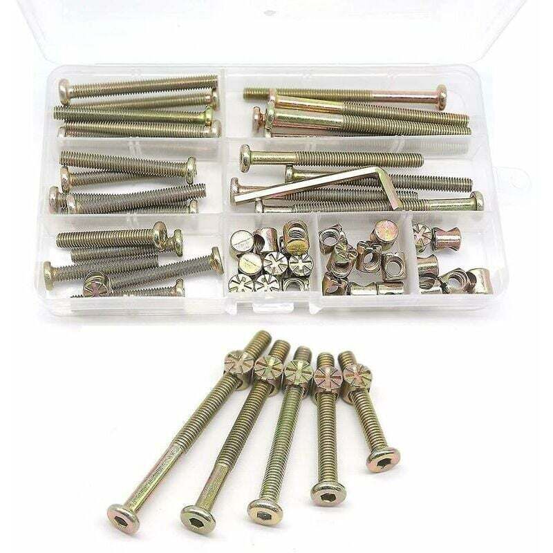 UlisemKit Babybettschrauben, 25er-Set – verschiedene Größen M6 x 40 mm/50 mm/60 mm/70 mm/80 mm