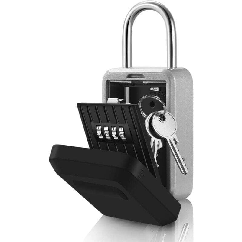 Security Schlüsselkasten, Wandmontage, Schlüsselkasten mit 4-stelligem Digitalcode, extra großer Schließkasten, Safe – Silber - Ulisem