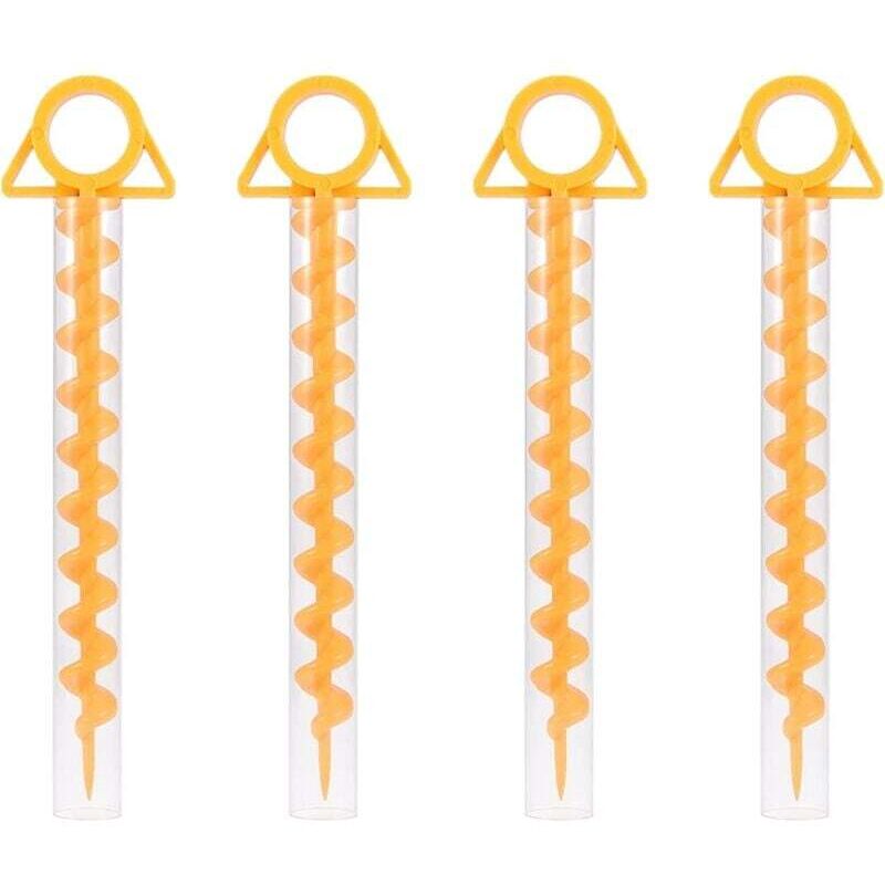 UlisemSpiral-Zeltheringe, Sardinen-Zeltheringe, robuste Spiral-Zeltheringe aus Kunststoff, 30 cm, für Zelte, Trampoline, Haustiere, mit Rohr, 4er-Pack