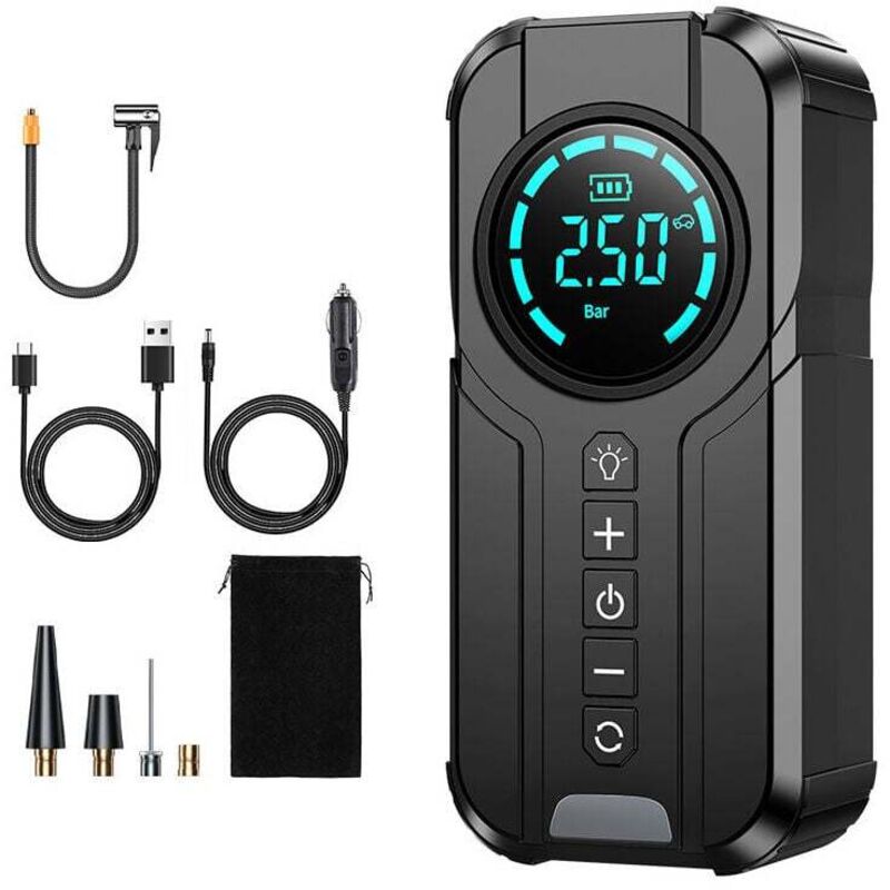 Tire Aufblaspumpe, Elektrischer Luftkompressor, Tragbare Mini-Autoreifen-Luftpumpe, Tragbarer Lade-Inflator, Voreingestellter Druck, Für Kabellose