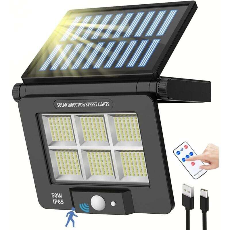 UlisemWasserdichte Solar-Hoflichter, Solarlichter für den Außenbereich, Solar-Straßenlichter, 3 Modi Induktions-Solar-Straßenlichter