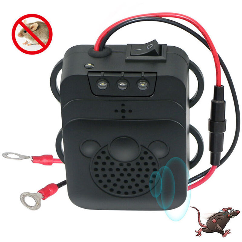 Ultraschall-Autoabwehr, Marderschutz – Anschluss an 12-V-Autobatterie im Motorraum für Auto, Dachboden, Garten usw.