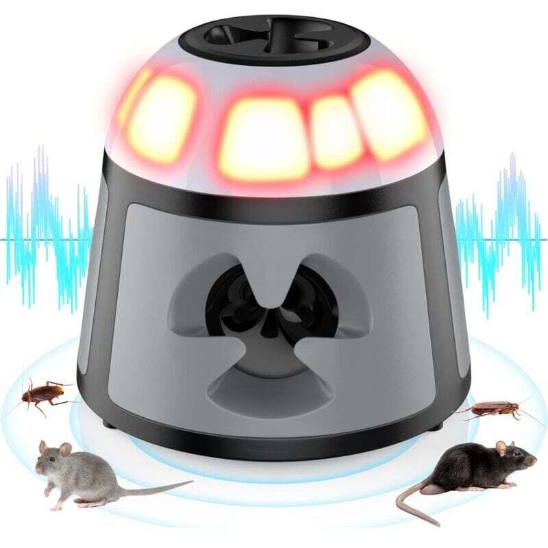 Odipie - Ultraschall-Mäuse und Ratten, Ultraschall-Mäuseabwehrmittel, 360° Anti-Mäuse mit LED-Licht, Ultraschallgerät für Schädlinge, Nagetiere,