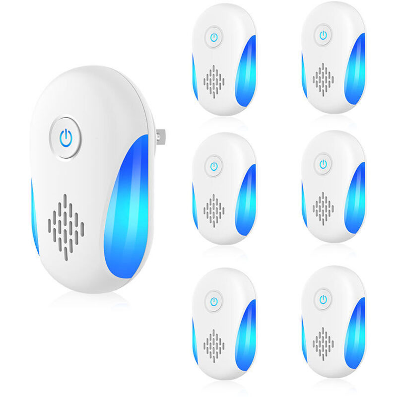 Sjqka - Ultraschall-Mäuse- und Rattenabwehr, 6er-Pack, leistungsstarker Ultraschall-Schädlingsabwehrmittel zur effektiven Abwehr von Mäusen, Ratten,