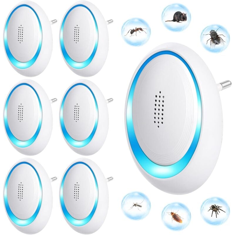 Ultraschall-Mäuseabwehr, 6-teiliges Ultraschall-Mückenabwehrmittel, Anti-Ratten, geräuschlos, ungiftig, Abwehrgerät für den Innenbereich gegen Mäuse,