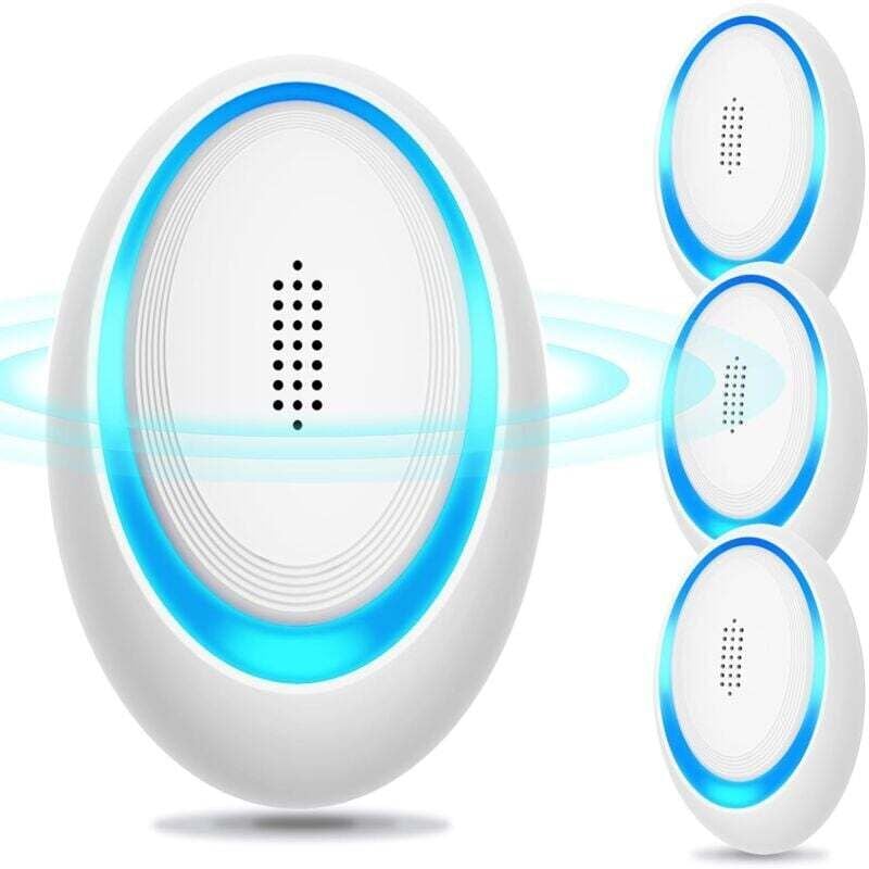 Ultraschall-Mückenschutzstecker, Ultraschall-Mäusefliege, 4 Packungen, effektives Mäuseabwehrgerät zur Abwehr von Ratten, Spinnen, Mücken, Mäusen,