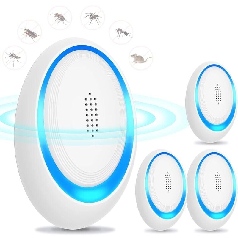Dolaso - Ultraschall-Mückenschutzstecker, Ultraschall-Mäusefliege, 4 Packungen, wirksames Mäuseabwehrgerät zur Abwehr von Ratten, Spinnen, Mücken,