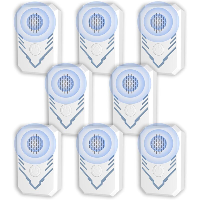 Ultraschall-Nagetierabwehr, 8er-Pack Ultraschall-Mückenabwehr für Mäuse und Ratten, Insektenabwehr für den Innenbereich, elektronisch, Anti-Maus für