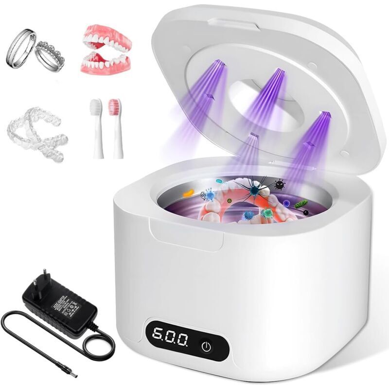 Ultraschallreiniger 49000 Hz Dental Pod, mit automatischer UV-Lampe 340 ml Ultraschallreiniger Dental Tray-Gerät, 4 Zeiteinstellungen, für