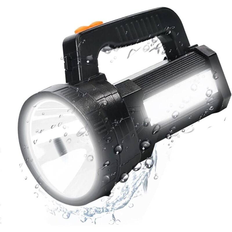 Ultrastarke LED-Taschenlampe, 9600 mAh/11000 Lumen, wiederaufladbare Taschenlampe, IPX4 wasserdicht, 6 Modi, USB-Taschenlampe für