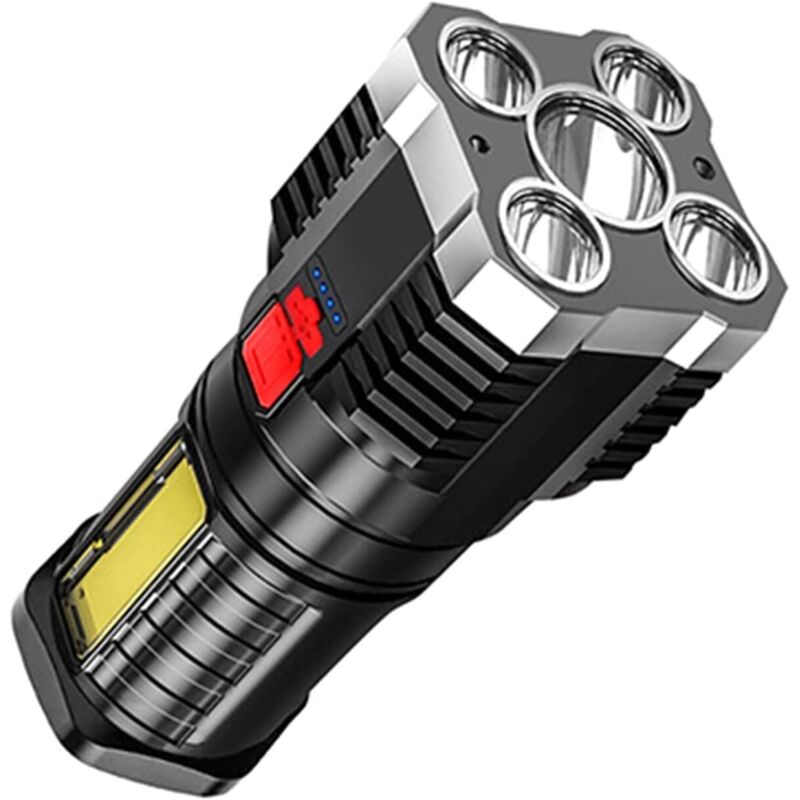 Longziming - Ultrastarke LED-Taschenlampe, LED-Taschenlampe, wiederaufladbare Taschenlampe mit 10.000 Lumen, IP65 wasserdicht, verstellbare, zoombare