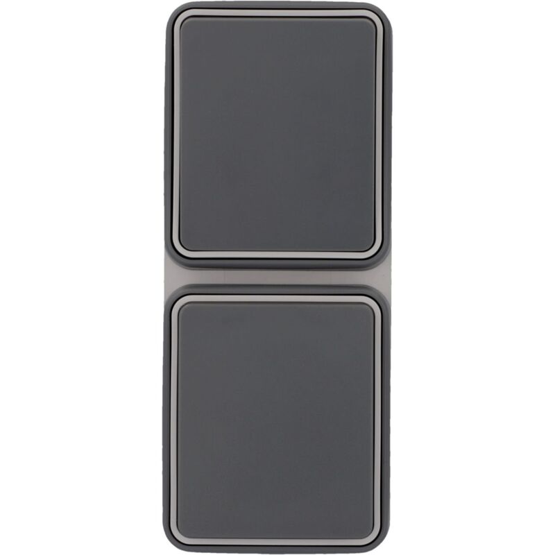 Unitec - Kombi a/w Steckdose Feuchtraum Mini, dunkelgrau, Aufputz, senkrecht Steckdose