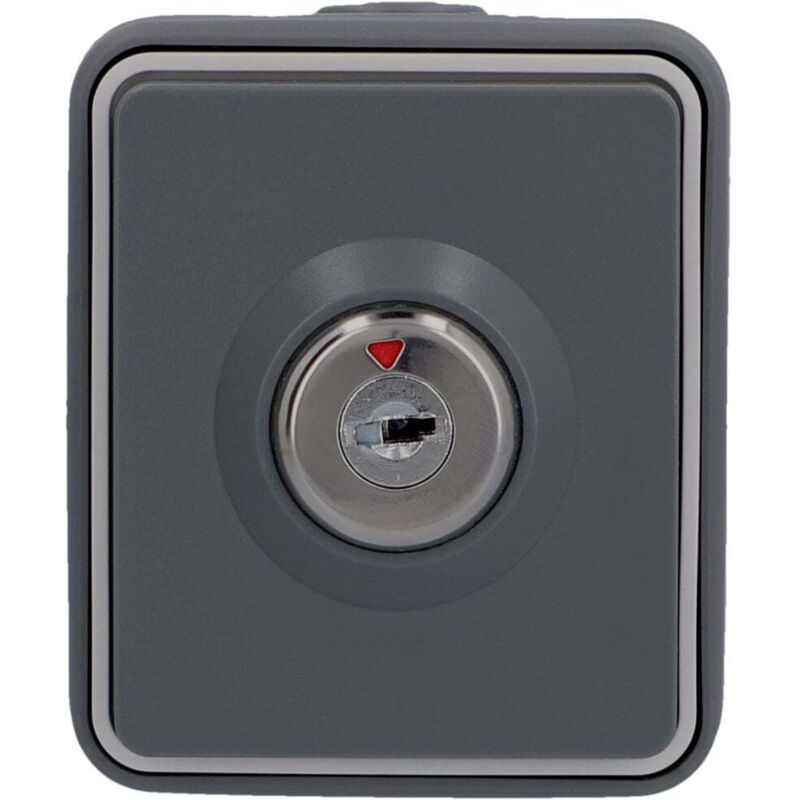 Steckdose 1-fach abschließbar Feuchtraum Mini, dunkelgrau, Aufputz Steckdose - Unitec