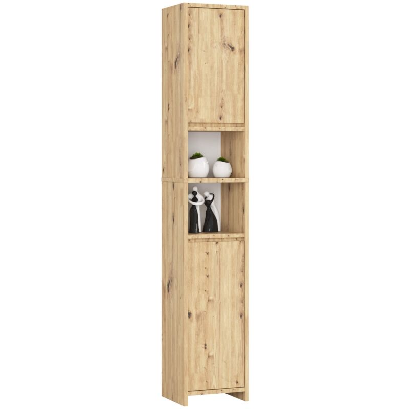 Akord - Badezimmersäule uni Artisan Eiche 30 cm 2 Türen 4 Ebenen B32 x H180 x T28 cm
