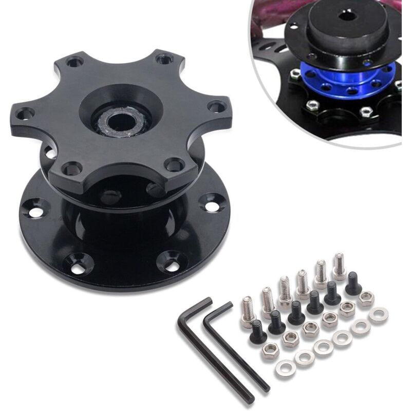 Universal-Adapter für Lenkradnabe mit Schnellverschluss zum Abnehmen, Rennen/Rallye/Motorsport (schwarz)