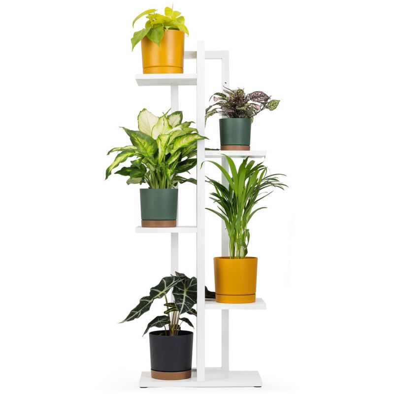 Universal-Blumenständer TOWER - weiß, 5-stufiger Blumenständer für 6 Töpfe
