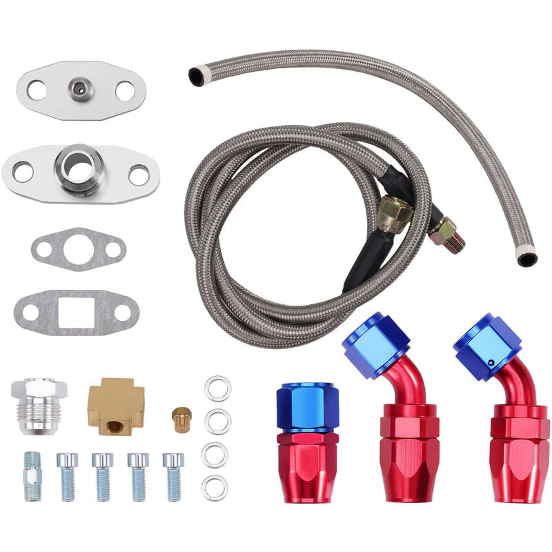 Universal Turbo Oil Feed + Ölrücklaufleitung Hose Kit For T3 T4 T70 T66 T04E DEl Rücklauf Leitung Adapter Set lrücklaufleitung Hose Kit for T3 T4