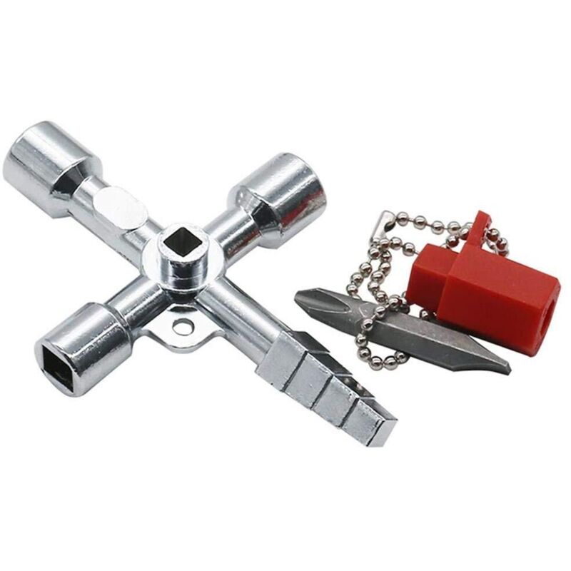 Aougo - Universalschlüssel, elektrischer Schrank-Dreiecksschlüssel, Vierkantschlüssel für Zug, elektrischer Schrank, Aufzug, multifunktionales