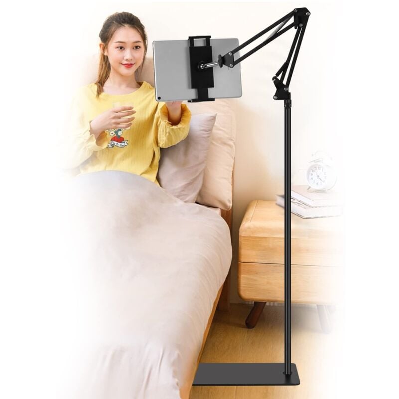 Universell verstellbarer, um 360 Grad drehbarer Tablet-Ständer aus Metall für iPad/iPhoneX/iPad Pro oder andere Geräte von 4,5 bis 12,9 Zoll (Schwarz)