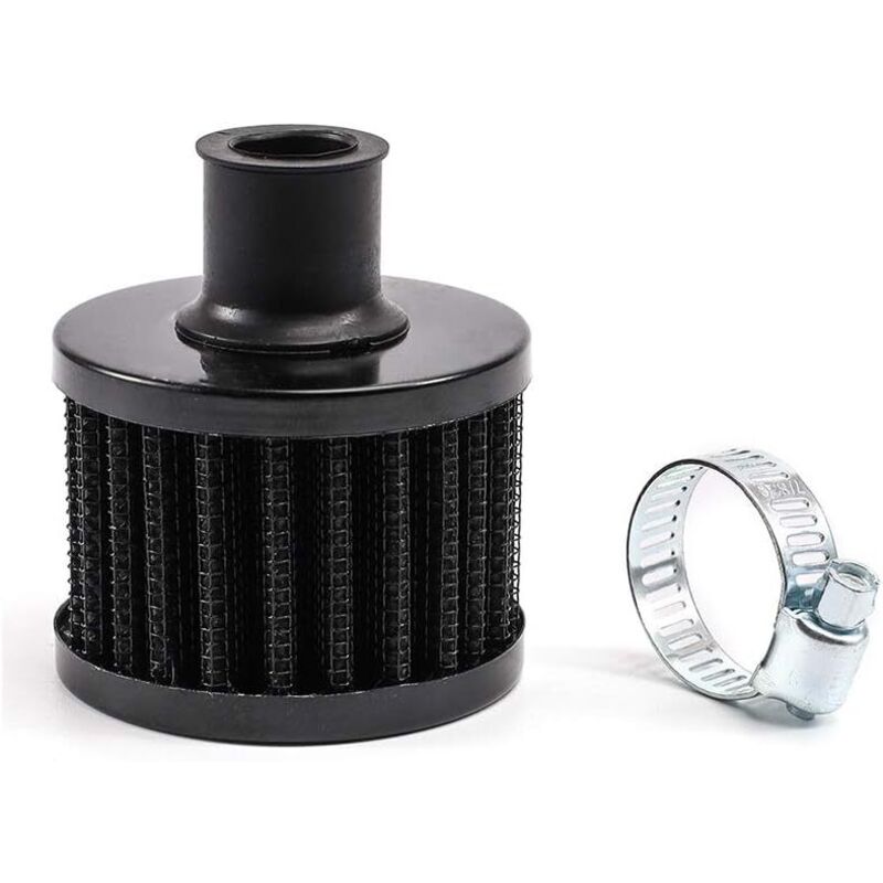 Universelle Schnittstelle für Motorrad-Luft- und Ölfilter, 12-mm-Kaltluftansaugfilter für Autos, Kurbelgehäuseentlüftung für Turbolader (Schwarz)