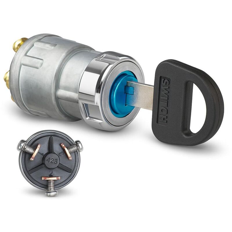 Universeller 3-adriger Zündschlüsselschalter für Autos, Buggys, Rasenmäher und Go-Karts, Aus / Ein / (Start)