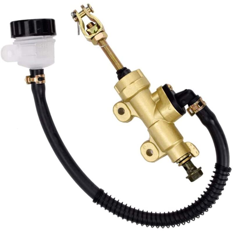 Universeller Hinterradbremszylinder mit Ausgleichsbehälter für Motorräder, Quads und Motocross-Maschinen.