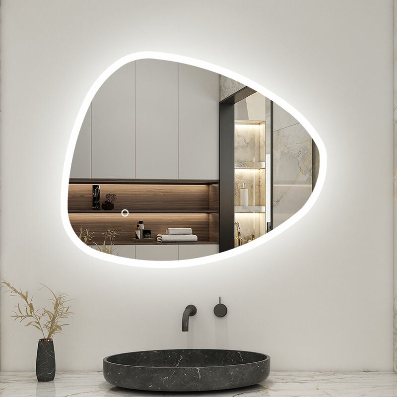 Acezanble - unregelmiger led Spiegel Badspiegel Beleuchtung Flurspiegel Wandspiegel Badezimmerspieg Touch + Beleuchtung 3 Farben Dimmbar Memory