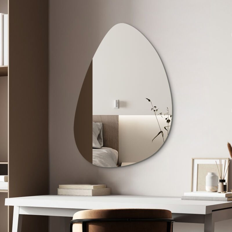 Unregelmäßiger Wandspiegel 45x70cm Spiegel mit Rahmenloses, Groß Unregelmäßiger Wandspiegel Schminkspiegel für Wohnzimmer, Ankleidezimmer,