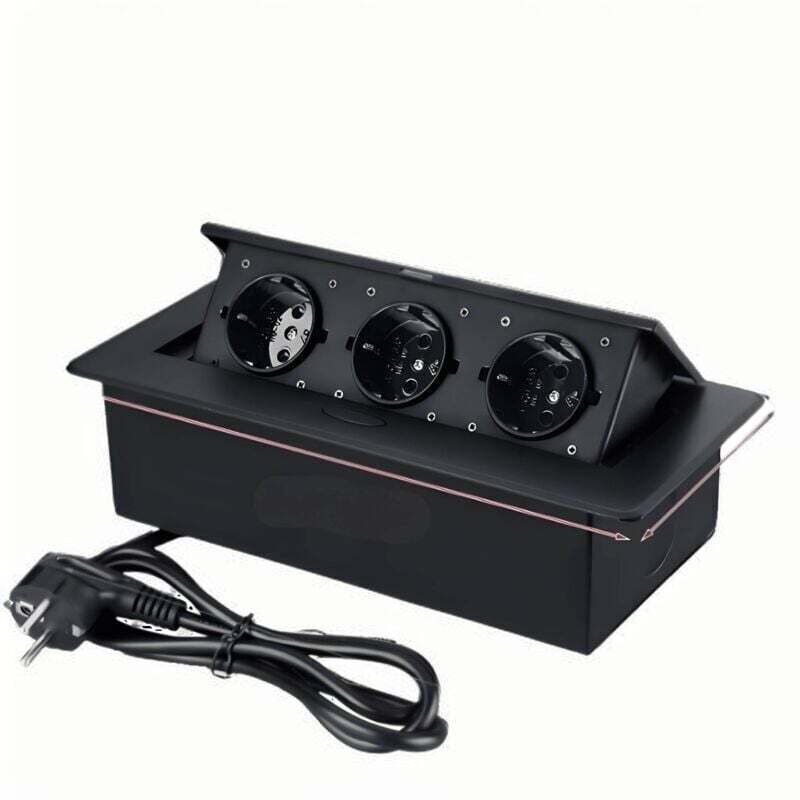 Unterputz-Steckdose, versenkbare 3-fach-Unterputz-Steckdose, Komplettsteckdose, Aluminium-Spritzgussgehäuse, unauffällige Öffnung, Steckdose mit 1,5