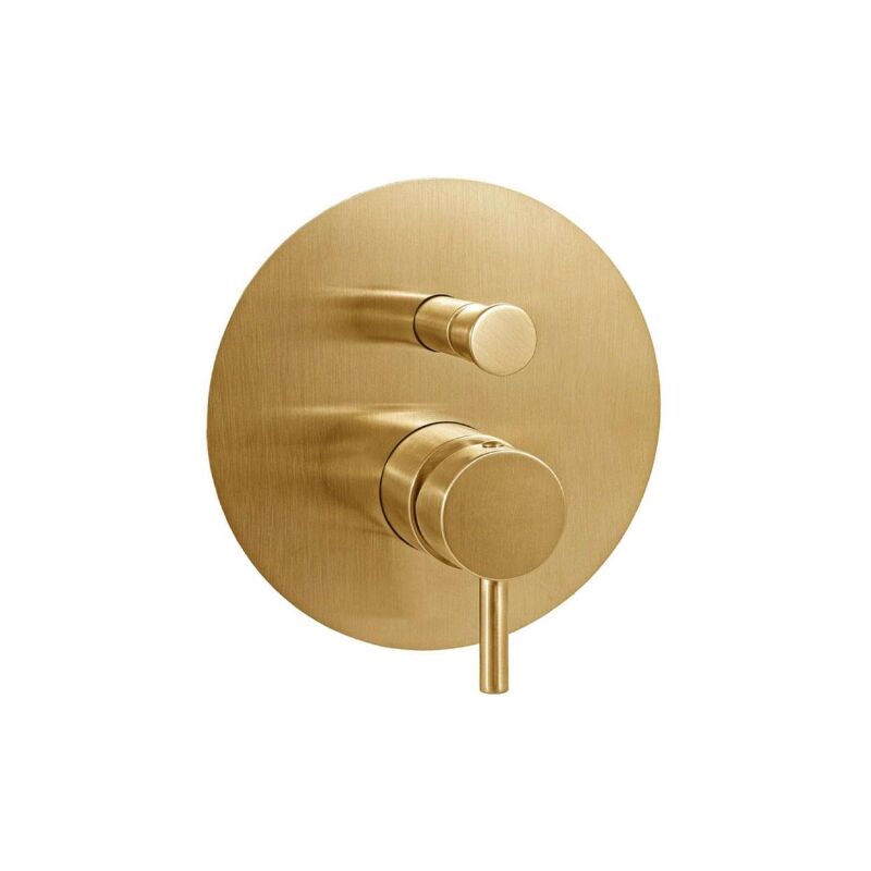 Honey Gold Gebürstete Unterputz-Brausebatterie mit zwei Abgängen ø 200 mm Serie Paffoni Light LIG015HGSP Messing - Honey Gold Spazzolato