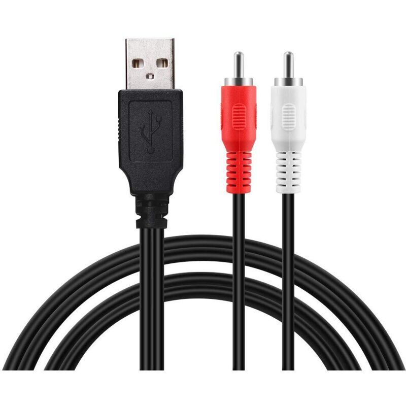 USB 2.0 Stecker auf 2 Cinch Stecker Konverter-Adapter für Video-AV-A/V-Camcorder-Audio-Aufnahmekarten-Splitterkabel-Adapter für TV/Mac/PC, 1,5 m USB