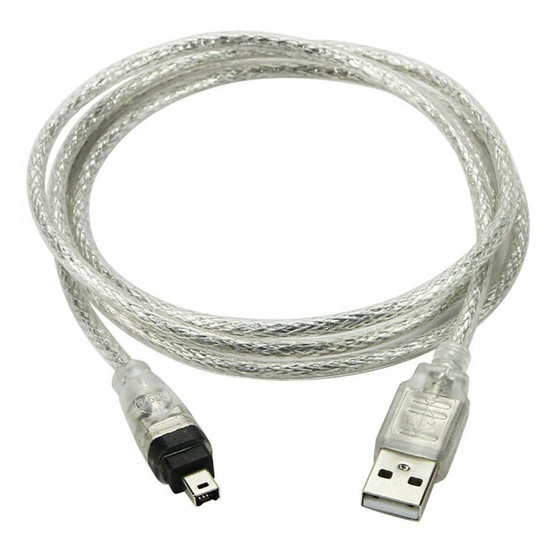 Usb 2.0-Steckerkabel, kompatibel mit Firewire dv, ieee 1394, 4-poliger iLink-Stecker für dv- und D8-Camcorder, 1 m, Grau