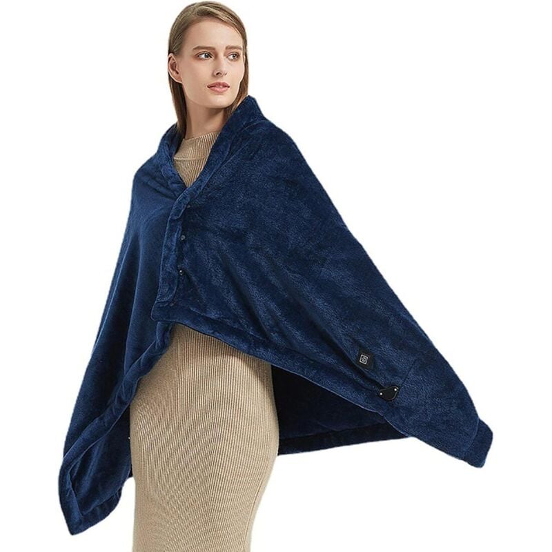 USB-betriebene Heizdecke, kabellose elektrische Heizdecke, 8-Zonen-Heizung, USB-Heizdecke, Heizdecke, Coral Fleece Thermo-Cape, 139,7 x 80,8 cm