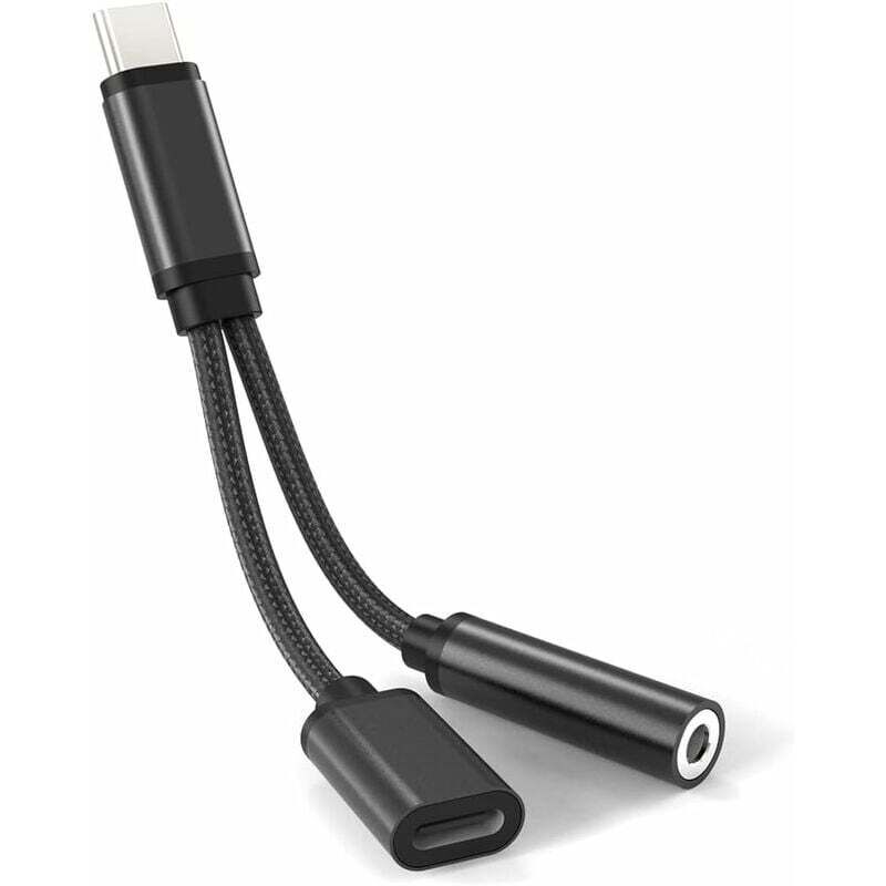 USB-C-Audioadapter, 2-in-1, Typ-C-Klinkenstecker und Ladeadapter, kompatibel mit Huawei P40 Pro/P30 Pro/P20, Mate 20 Pro/Mate 30 Pro, Mi 9/9T