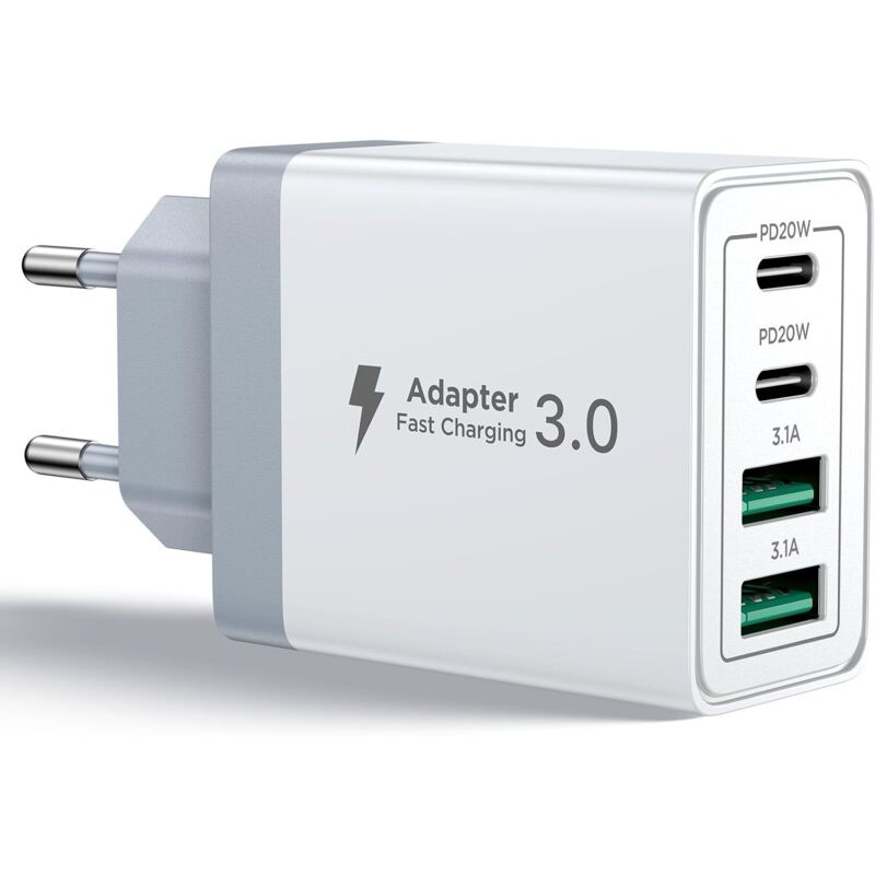 Sjqka - USB-C-Ladegerät, 40 w, 4-Port-USBC-Schnellladegerät für iPhone, Multi-Port pd+qc 3,1 a Typ-C-Adapter für iPhone 16 15 14 13 12 11 Pro Max x