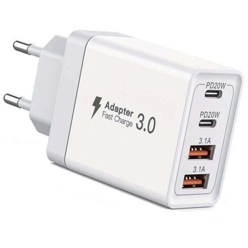 Caricabatterie usb c, caricabatterie rapido usb c a 4 porte da 55 w per iPhone, adattatore multiporta pd+qc 3.1 a di tipo c per iPhone 16, 15, 14,