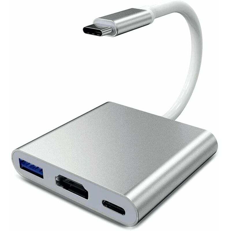 USB-C-zu-HDMI-Adapter, Typ-C-zu-4K-HDMI-Videokonverter, USB-C-zu-HDMI-Adapter mit USB-3.0-Anschluss/USB-C-Ladeanschluss, HDMI-Adapter für Mac,