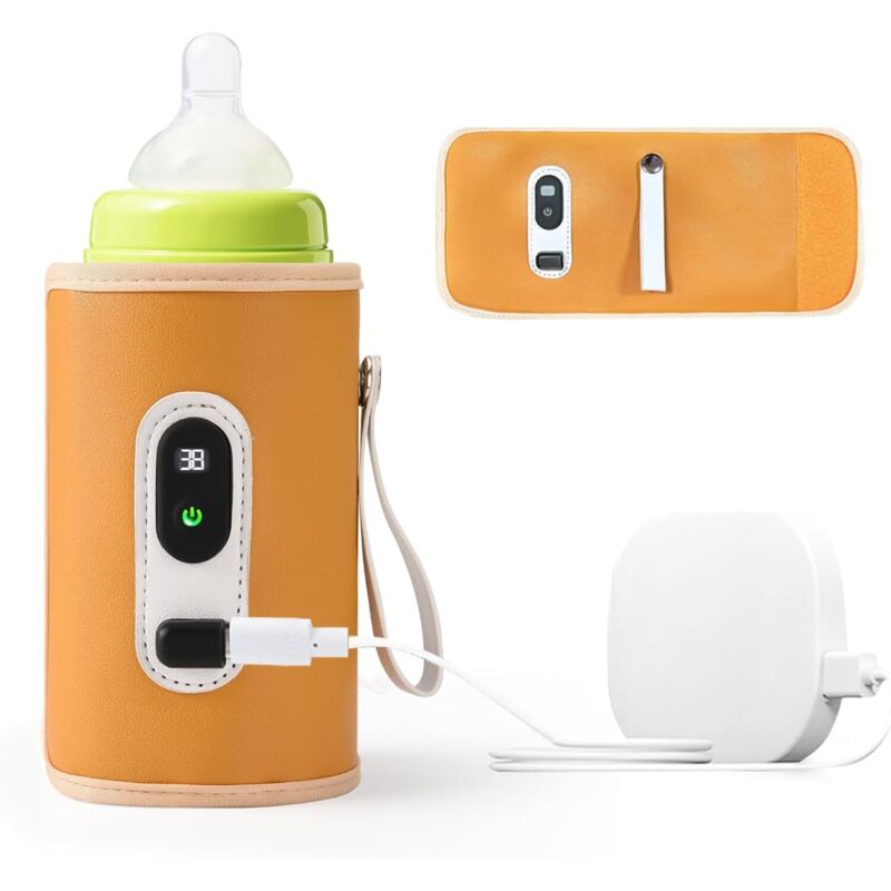 【USB Flaschenwärmer】Tragbare elektrische Babyflaschen-Heizung • Temperaturregulierung für Milch & Babynahrung • Wärmetasche für Unterwegs mit Akku