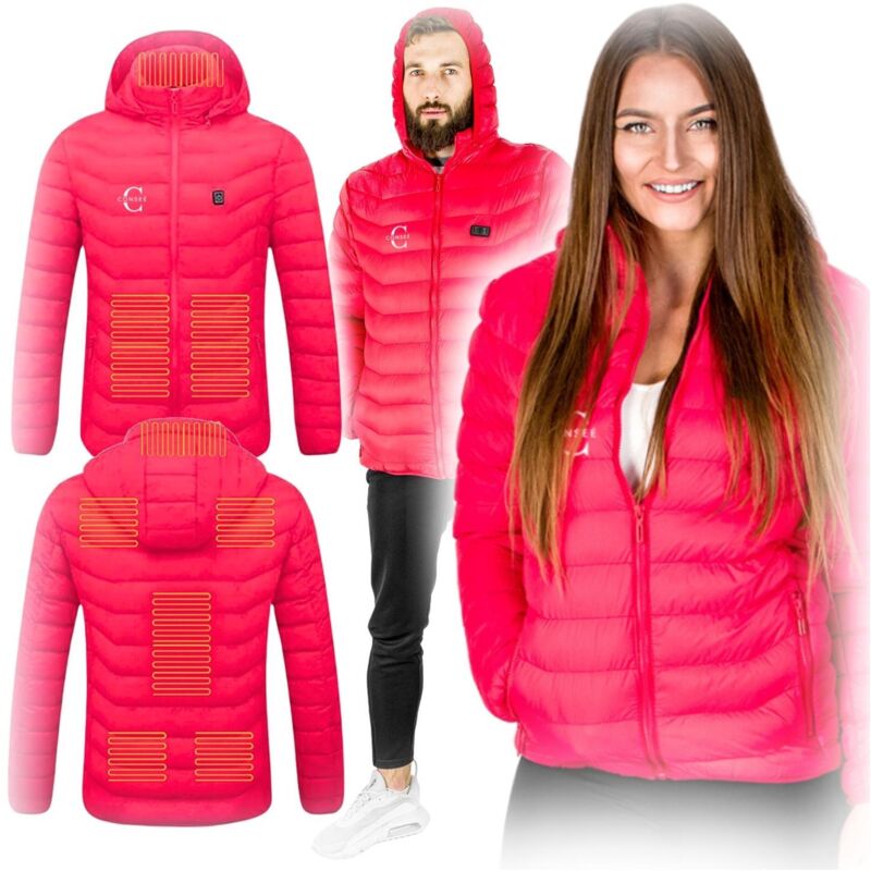 USB-Heizjacke für Damen und Herren, Übergröße, Herbst, isoliert, lang, XXL. Rote Heizjacke, Größe XXL.